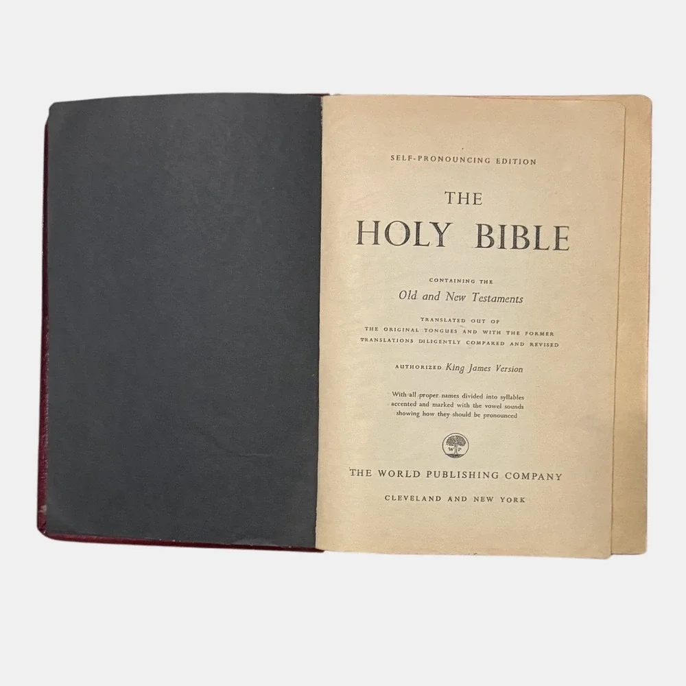Holy Bible King James Version Self-Pronouncing Edition World Leather Bound VTG